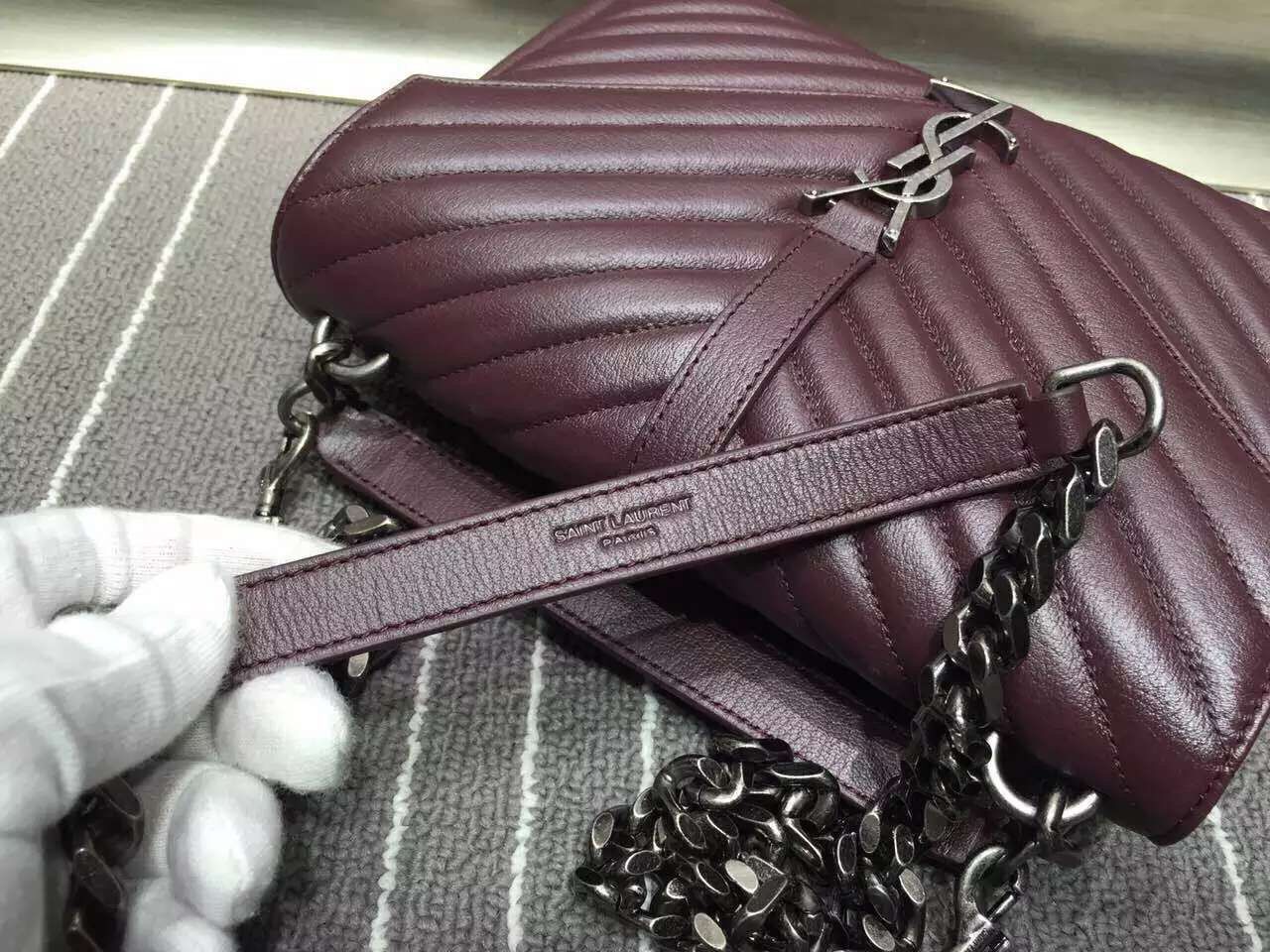 Yves Saint Laurent Messenger Bag  Origianl Leather YSL0338 Burgundy
