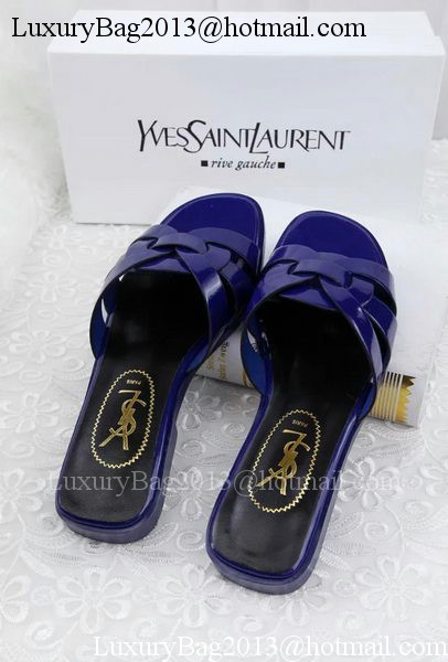 Yves Saint Laurent Patent Leather Slipper YSL287 Blue