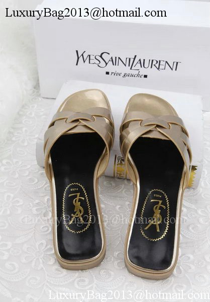 Yves Saint Laurent Patent Leather Slipper YSL287 Gold