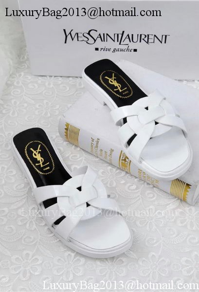 Yves Saint Laurent Patent Leather Slipper YSL287 White