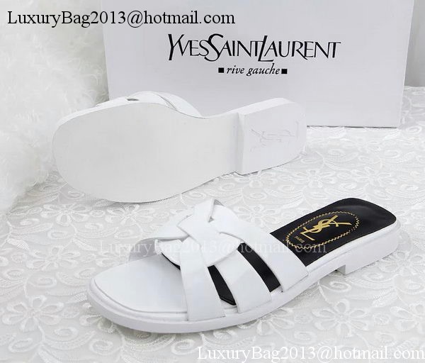 Yves Saint Laurent Patent Leather Slipper YSL287 White