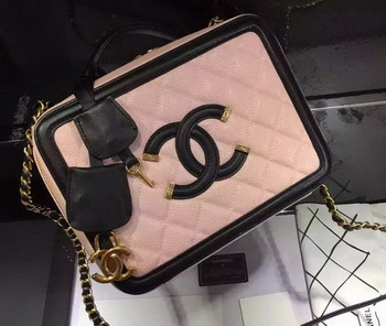Chanel Shoulder Bag Original Calfskin Leather CHA6678 Pink&Black