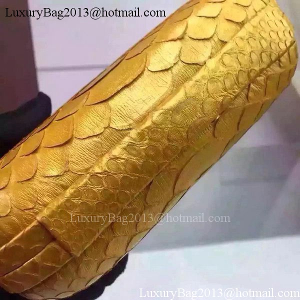 Bottega Veneta Snake Leather Knot Clutch BV8653 Gold