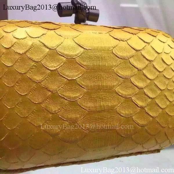 Bottega Veneta Snake Leather Knot Clutch BV8653 Gold