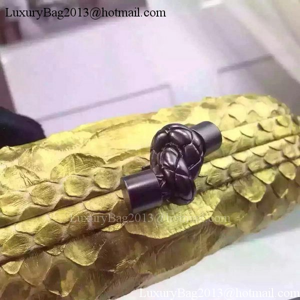 Bottega Veneta Snake Leather Knot Clutch BV8653 Yellow
