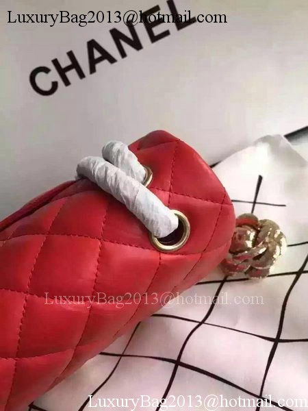 Chanel Classic Flap Bag Red Original Leather CHA8575 Gold