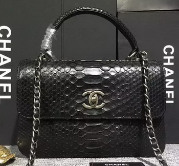 Chanel Classic Top Flap Bag Original Snake Leather A90095 Black