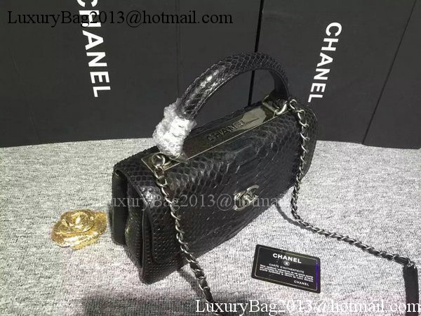 Chanel Classic Top Flap Bag Original Snake Leather A90095 Black