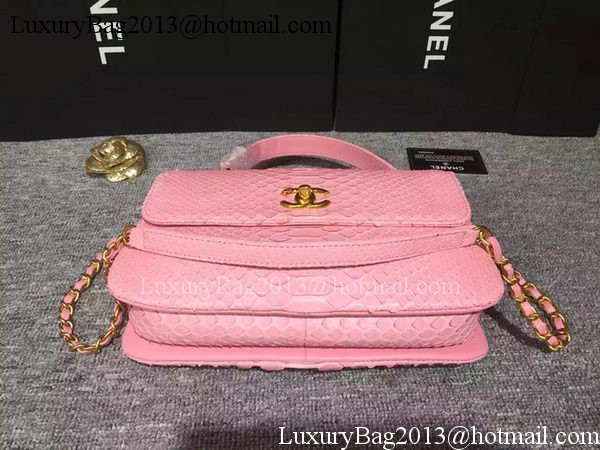 Chanel Classic Top Flap Bag Original Snake Leather A90095 Pink