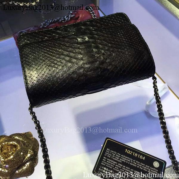 Chanel WOC Flap Bag Original Snake Leather A33814 Black