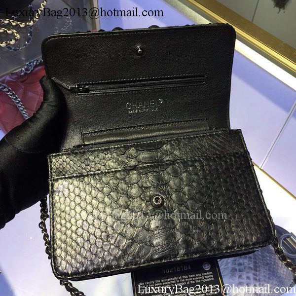 Chanel WOC Flap Bag Original Snake Leather A33814 Black
