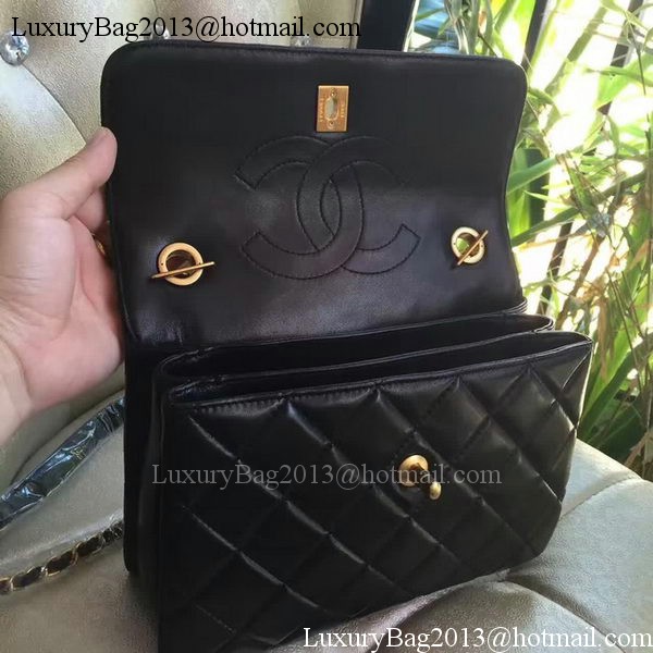 Chanel Classic Top Flap Bag Black Original Sheepskin Leather A92236 Gold