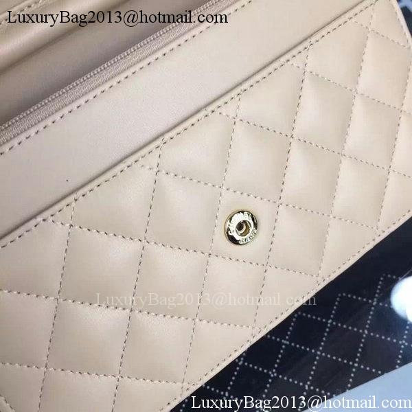 Chanel WOC mini Flap Bag Apricot Sheepskin A5373 Gold