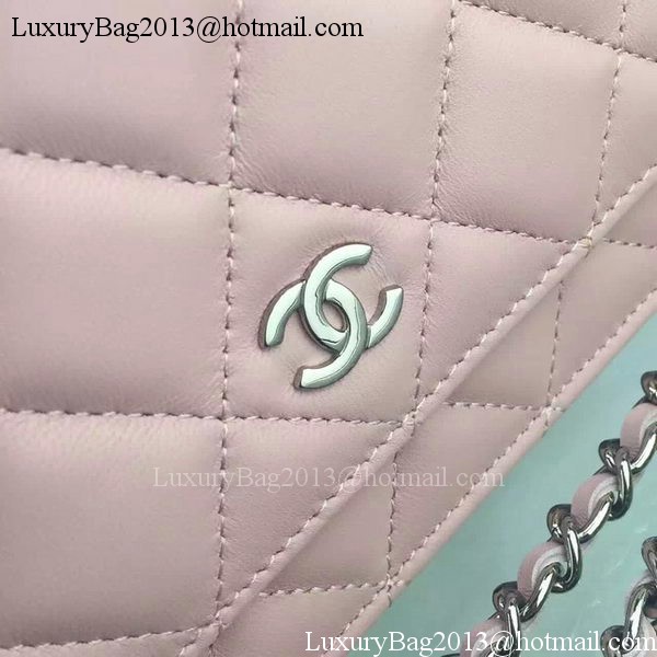 Chanel WOC mini Flap Bag Pink Sheepskin A5373 Silver