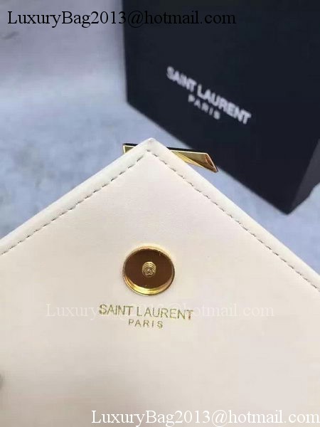 YSL Classic Monogramme Flap Bag Calfskin Leather Y26588 White