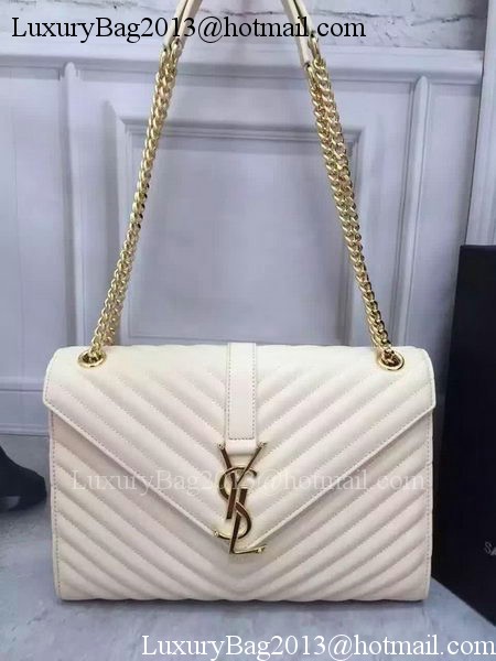 YSL Classic Monogramme Flap Bag Calfskin Leather Y26588 White