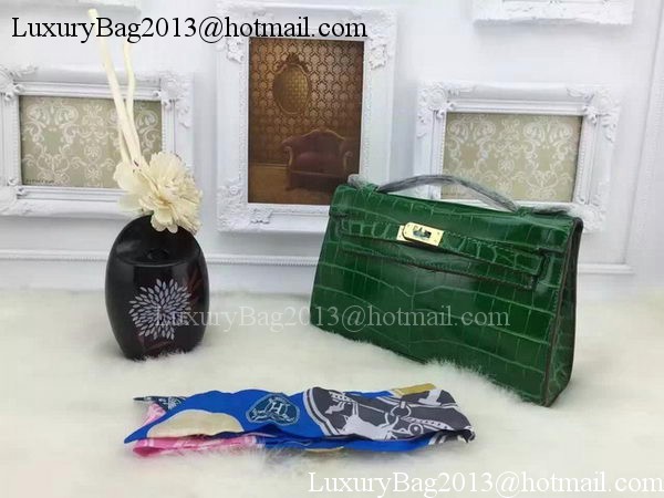 Hermes MINI Kelly 22cm Tote Bag Croco Leather KL22 Green