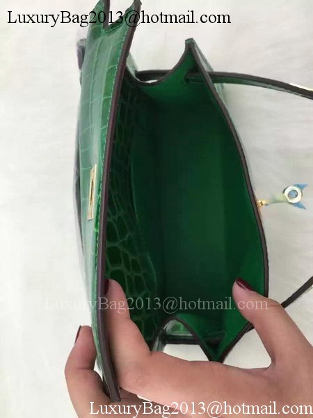 Hermes MINI Kelly 22cm Tote Bag Croco Leather KL22 Green