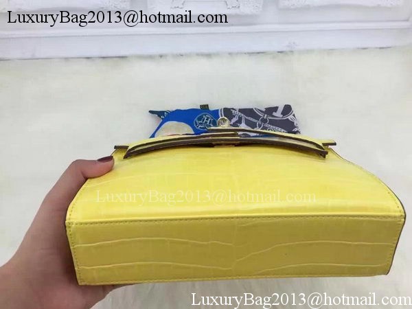 Hermes MINI Kelly 22cm Tote Bag Croco Leather KL22 Lemon