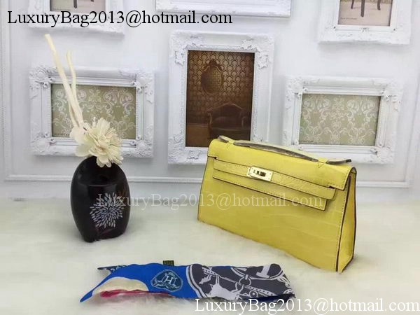 Hermes MINI Kelly 22cm Tote Bag Croco Leather KL22 Lemon