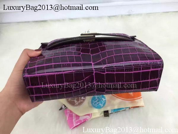 Hermes MINI Kelly 22cm Tote Bag Croco Leather KL22 Purple
