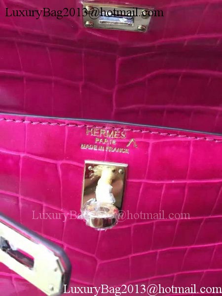 Hermes MINI Kelly 22cm Tote Bag Croco Leather KL22 Rose