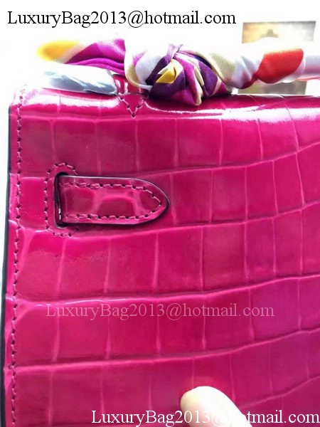 Hermes MINI Kelly 22cm Tote Bag Croco Leather KL22 Rose