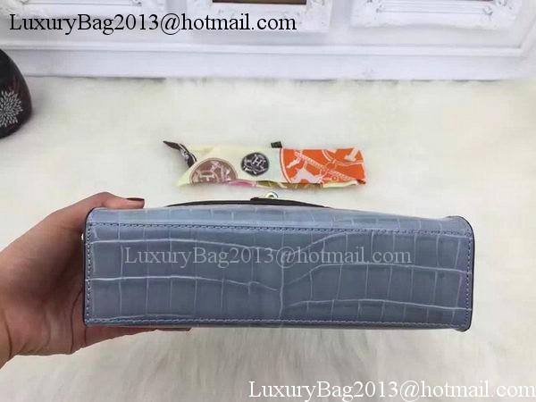 Hermes MINI Kelly 22cm Tote Bag Croco Leather KL22 SkyBlue