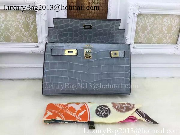 Hermes MINI Kelly 22cm Tote Bag Croco Leather KL22 SkyBlue