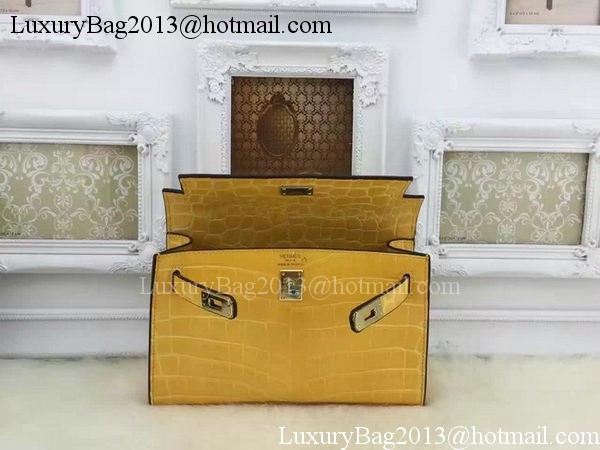 Hermes MINI Kelly 22cm Tote Bag Croco Leather KL22 Yellow