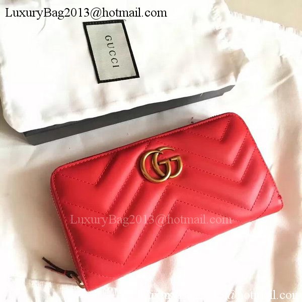 Gucci GG Marmont Zip Around Wallet 443123 Red