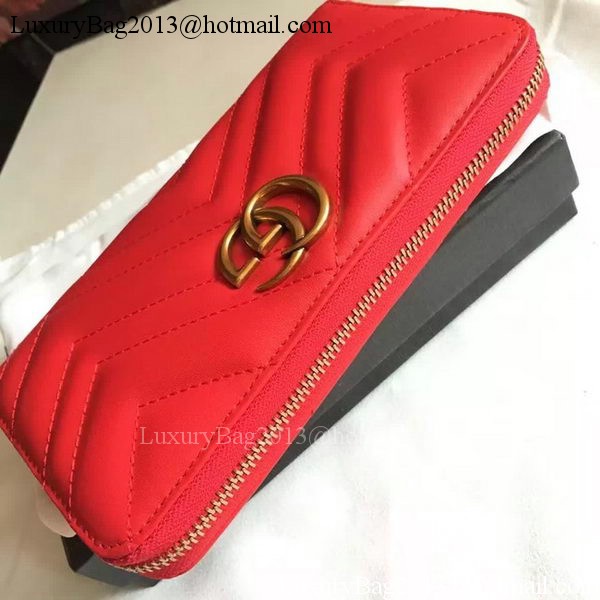 Gucci GG Marmont Zip Around Wallet 443123 Red