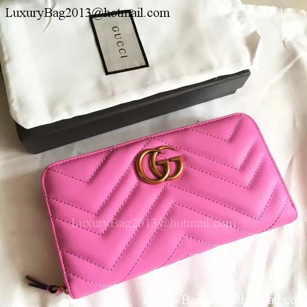 Gucci GG Marmont Zip Around Wallet 443123 Rose