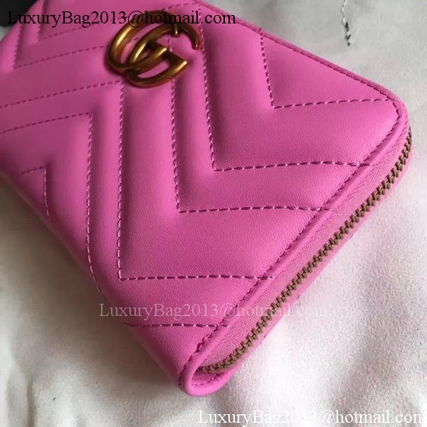 Gucci GG Marmont Zip Around Wallet 443123 Rose