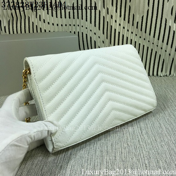 YSL Classic Monogramme Flap Bag Cannage Pattern Y377828L White