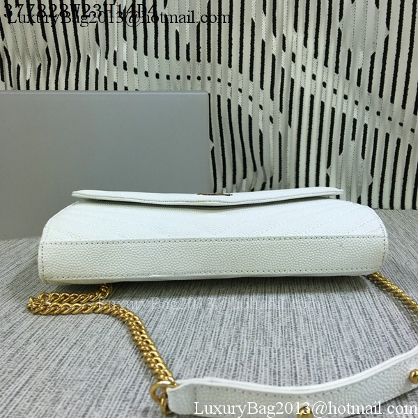 YSL Classic Monogramme Flap Bag Cannage Pattern Y377828L White