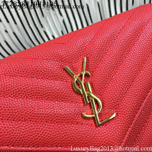 YSL Classic Monogramme Flap Bag Cannage Pattern Y377828S Red