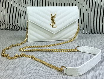 YSL Classic Monogramme Flap Bag Cannage Pattern Y377828S White