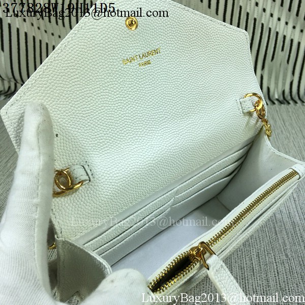 YSL Classic Monogramme Flap Bag Cannage Pattern Y377828S White