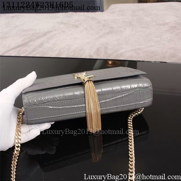 Yves Saint Laurent Croco Leather Cross-body Shoulder Bag 1311224 Grey