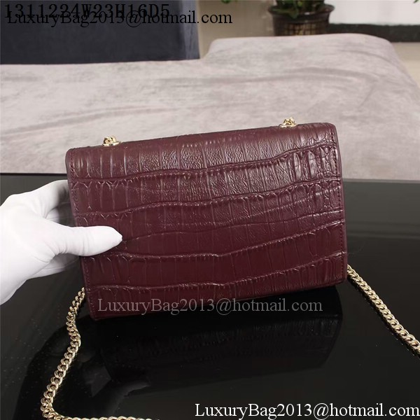 Yves Saint Laurent Croco Leather Cross-body Shoulder Bag 1311224 Purple