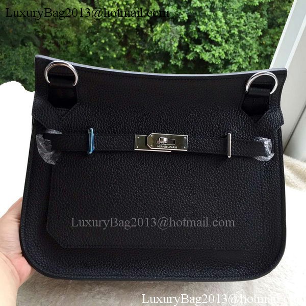 Hermes Jypsiere 31CM Shoulder Bag Calfskin Leather H0880 Black