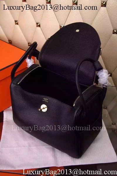 Hermes Lindy 30CM Leather Shoulder Bag H0881 Black