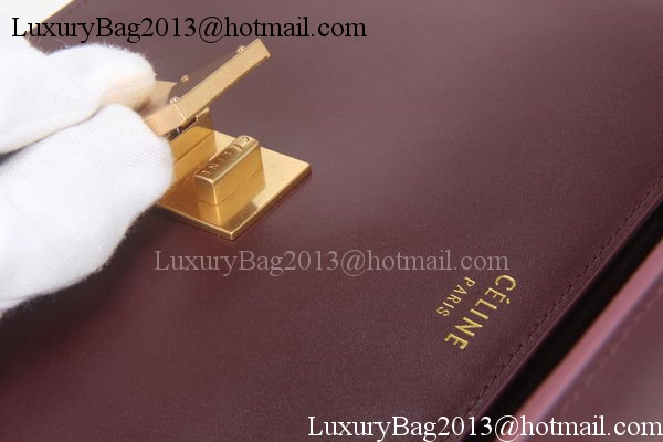 Celine Classic Box Flap Bag Calfskin Leather C3369 Burgundy