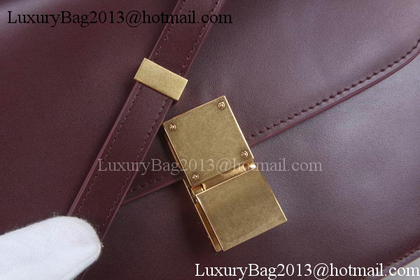 Celine Classic Box Flap Bag Calfskin Leather C3369 Burgundy