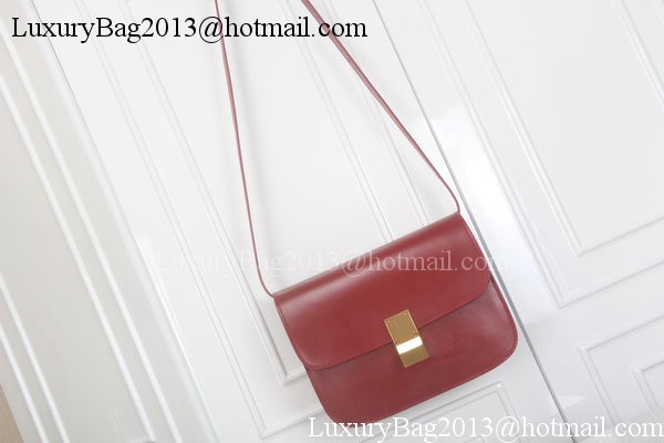Celine Classic Box Flap Bag Calfskin Leather C3369 Red