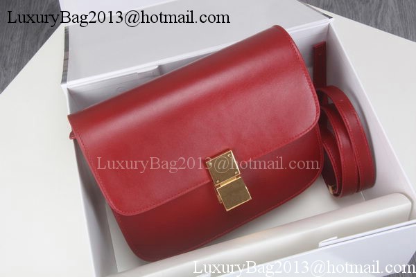 Celine Classic Box Flap Bag Calfskin Leather C3369 Red