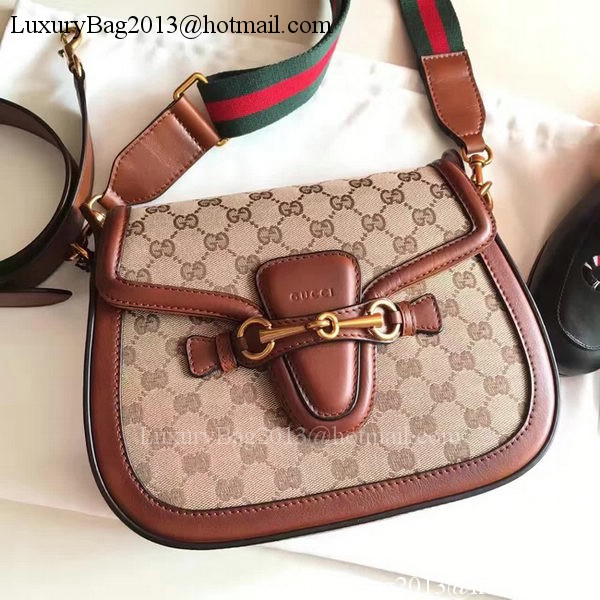 Gucci Lady Web GG Canvas Shoulder Bag 383848 Brown