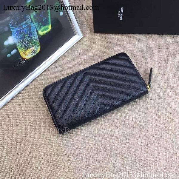 Yves Saint Laurent Monogramme Calfskin Leather Zippy Wallet Y38204 Black