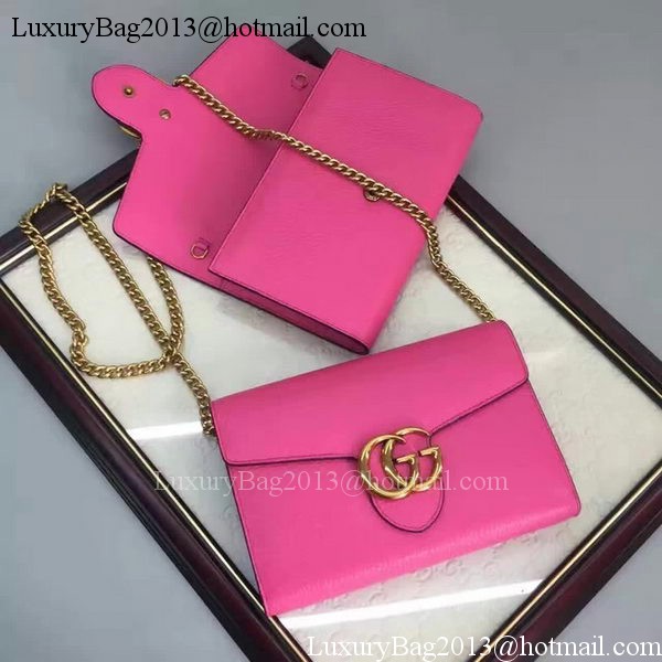Gucci GG Marmont Leather mini Chain Bag 401232 Rose